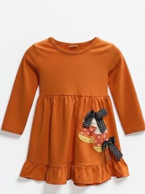Girls Fall Candy Corn Tunic Top Orange Black Bows Long Sleeve 6-7 Halloween Cute